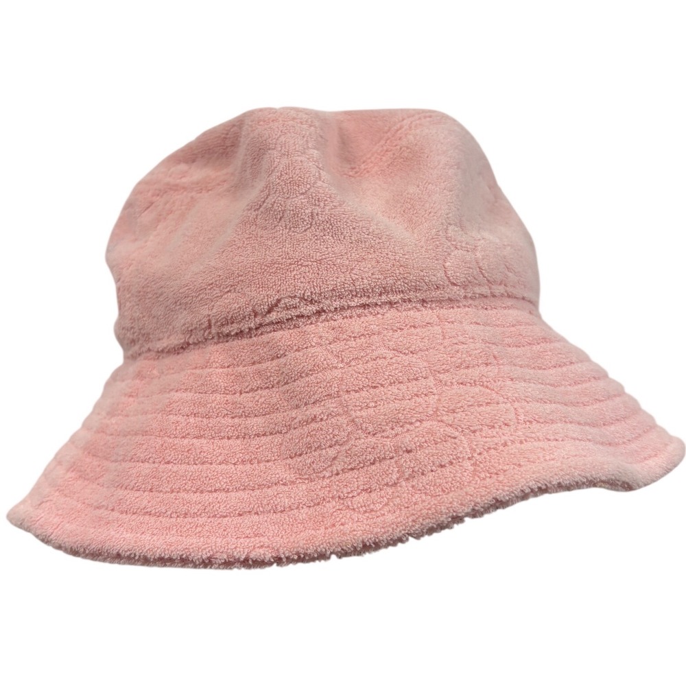 Target Pink Terry Cloth Floral Embossed Bucket Hat Kidcore Y2K Kawaii